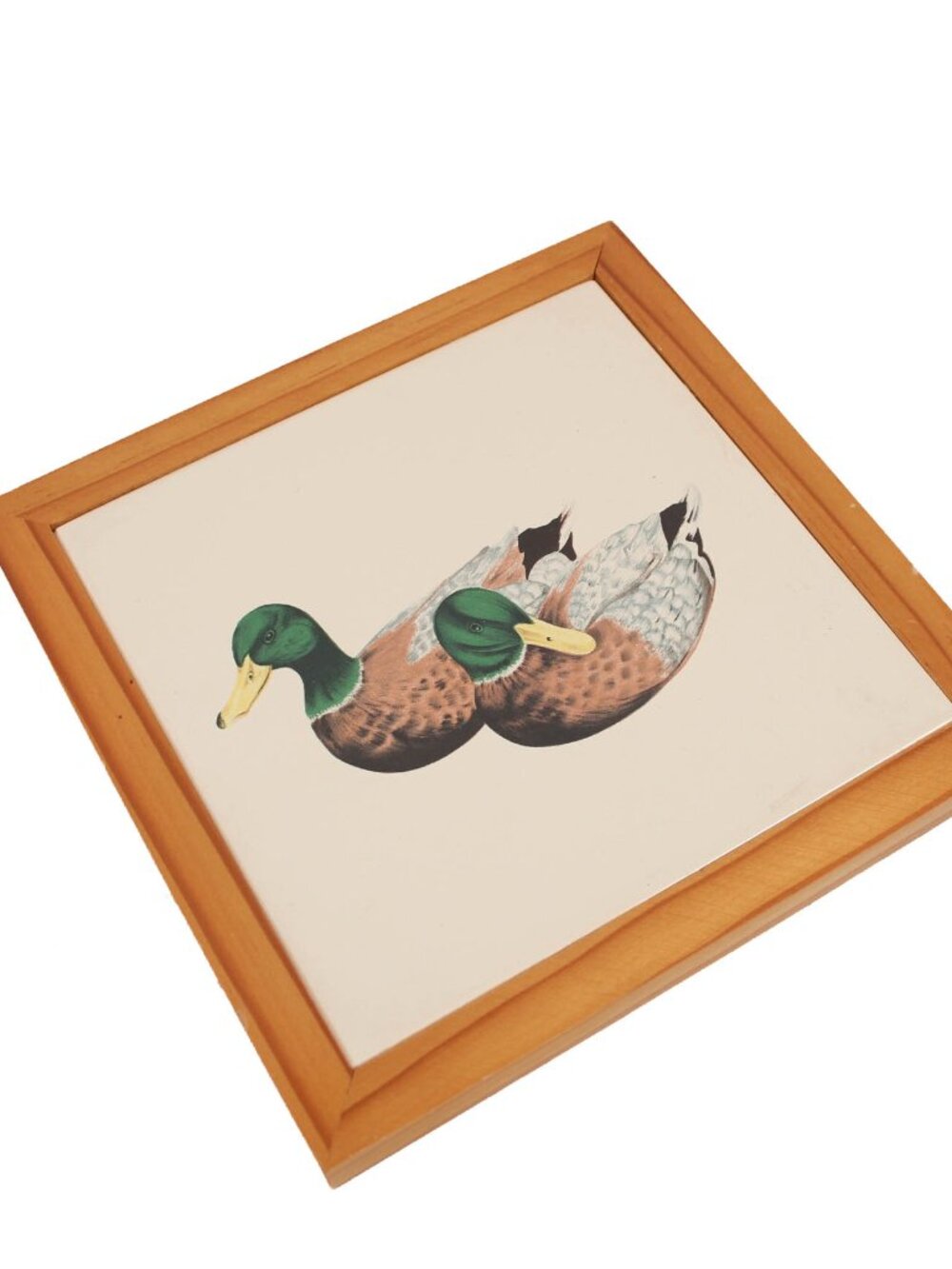 Mallard Duck Trivet Wood Framed Wall Decor 7x7